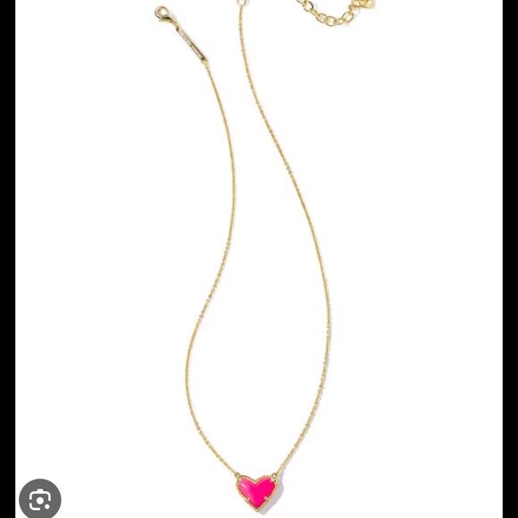 Kendra Scott Gold Pink Heart Necklace and Pink Heart Earrings - Picture 8 of 8